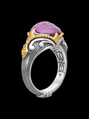KONSTANTINO 925 Sterling Silver & 18K Gold Gen K 2 Pink Corundum Doublet Ring 7